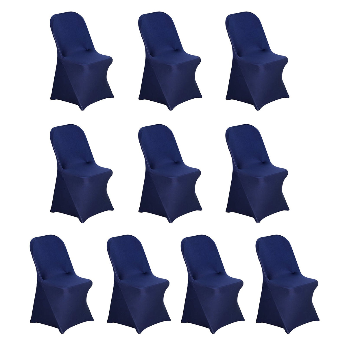 10 Pack Stretch Spandex Chair Covers Navy Blue for Folding Chairs - Durable 160GSM Fitted Slipcovers