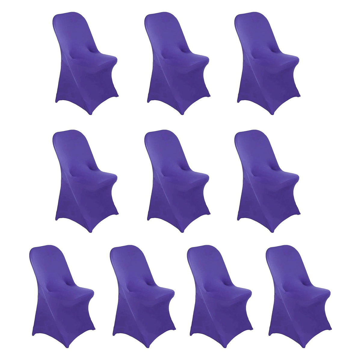 10 Pack Stretch Spandex Chair Covers Purple for Folding Chairs - Durable 160GSM Fitted Slipcovers