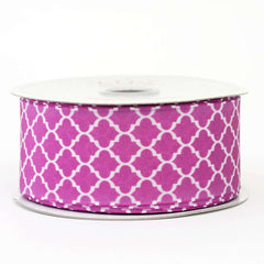 10 Yards 1.5" Purple Grosgrain Geometric Pattern Quatrefoil Ribbon- Clearance SALE