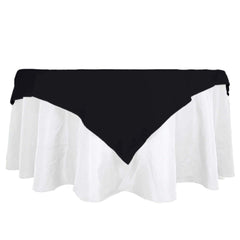 100% Cotton 54"x54" Table Overlay Square Tablecloth Black Linen - Soft & Breathable Fabric Table Topper