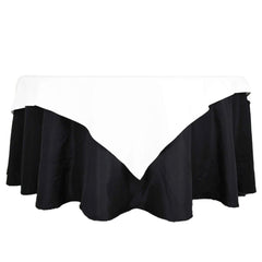 100% Cotton 54"x54" Table Overlay Square Tablecloth White Linen - Sophisticated, Soft & Breathable Fabric Table Topper