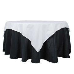 100% Cotton 70"x70" Table Overlay Square Tablecloth White Linen - Sophisticated, Soft & Breathable Fabric Table Cover