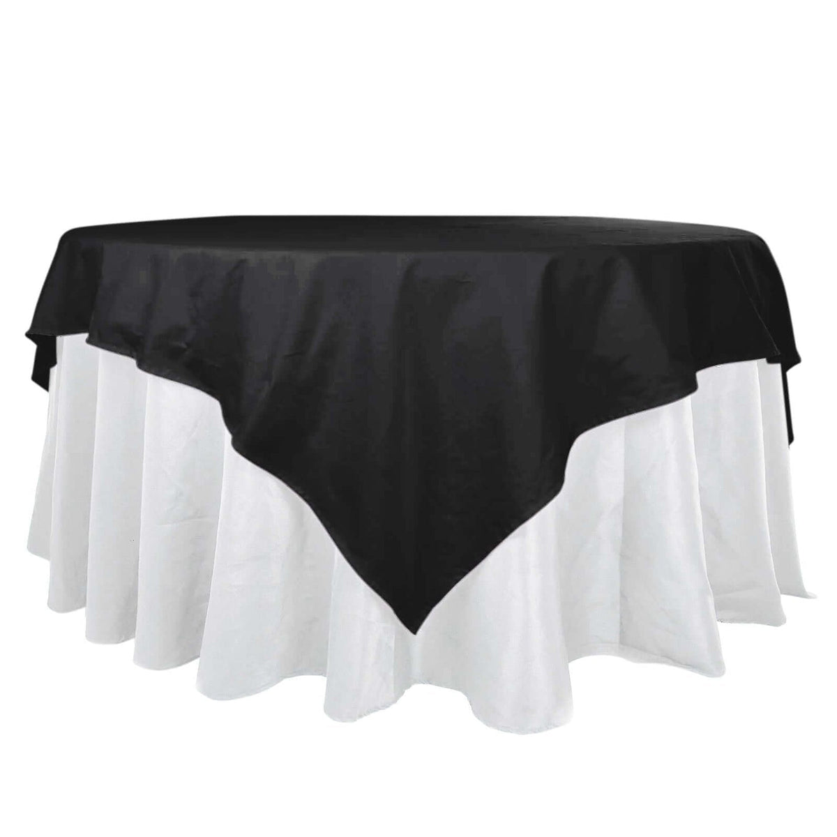 100% Cotton 90"x90" Table Overlay Square Tablecloth Black Linen - Soft & Breathable Fabric Table Topper