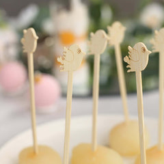100-Pack Bamboo Cocktail Sticks Bird Design Eco Friendly Natural - Biodegradable Fruit Appetizer Party Picks 5"