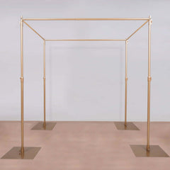10ft 4-Post Gold Metal DIY Photography Backdrop Stand, Wedding Arch Canopy Tent