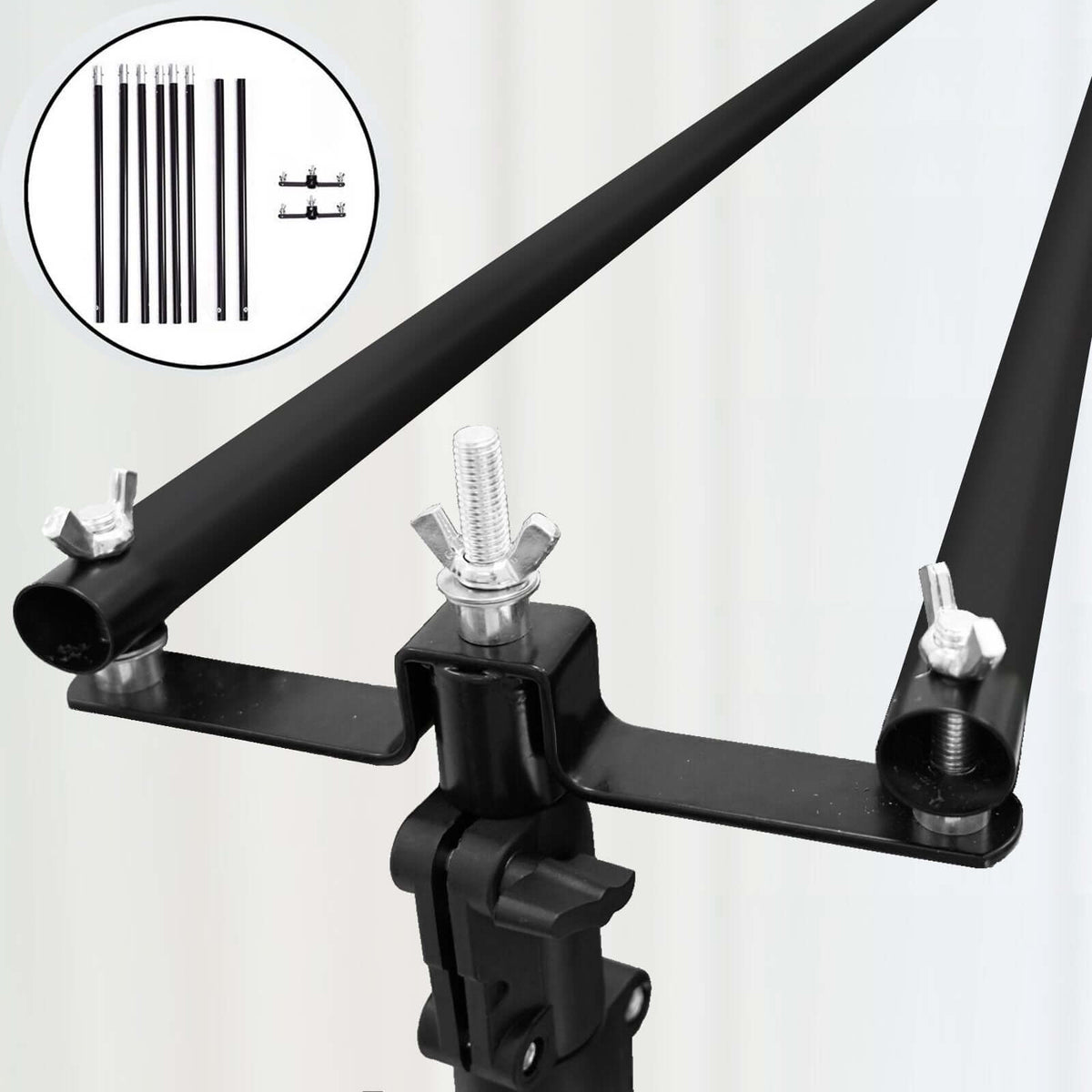 10ft DIY Adjustable Triple Crossbar Kit and Mounting Brackets For Backdrop Stands