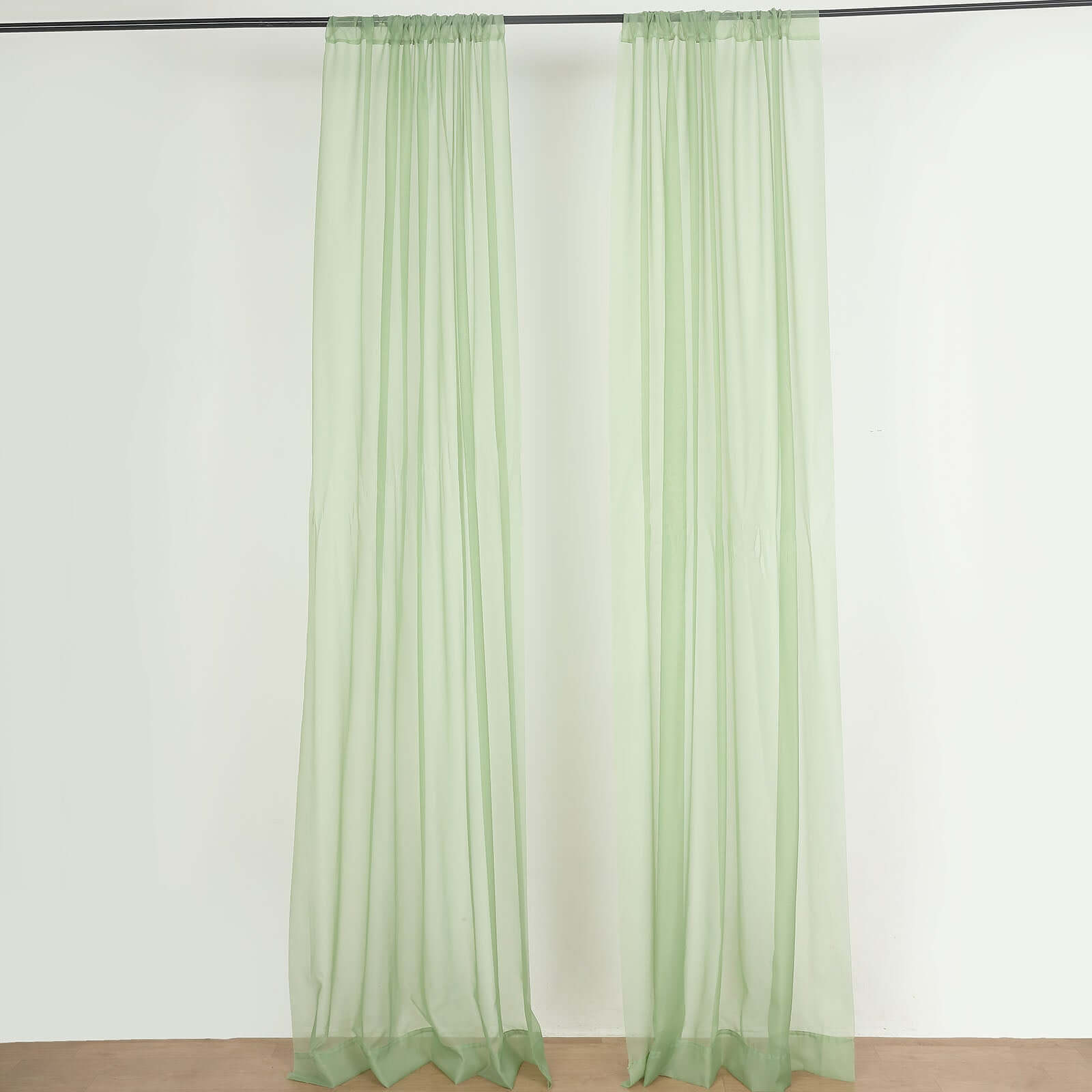 2 Pack Sage Green Sheer Chiffon Event Curtain Drapes, Durable Flame Resistant Organza Backdrop Event Panels With Rod Pockets - 10ftx10ft