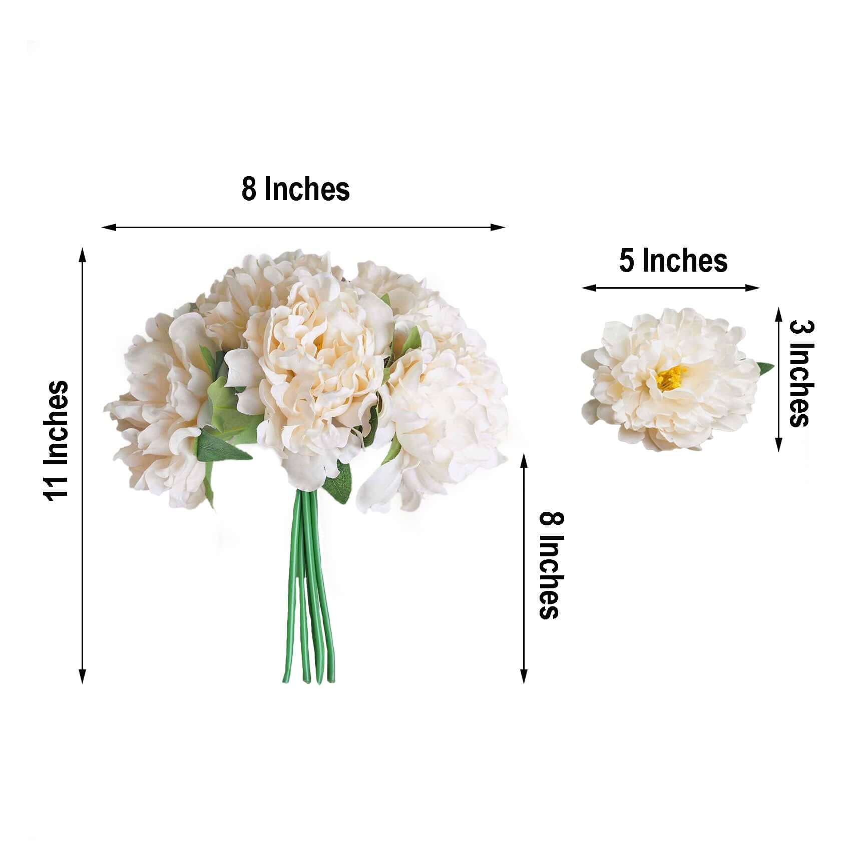 11" Blush Cream Real Touch Artificial Silk Peonies Flower Bouquet