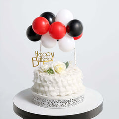 11 Pcs Balloon Cake Topper Black, Red and White - Whimsical Clustered Mini Garland Cake Inserts DIY Party Decorations