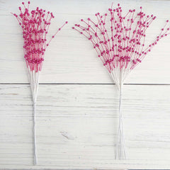 12 Bunches Faux Pearl Bead Spray Vase Fillers in Burgundy - Lustrous DIY Craft Beads 7"