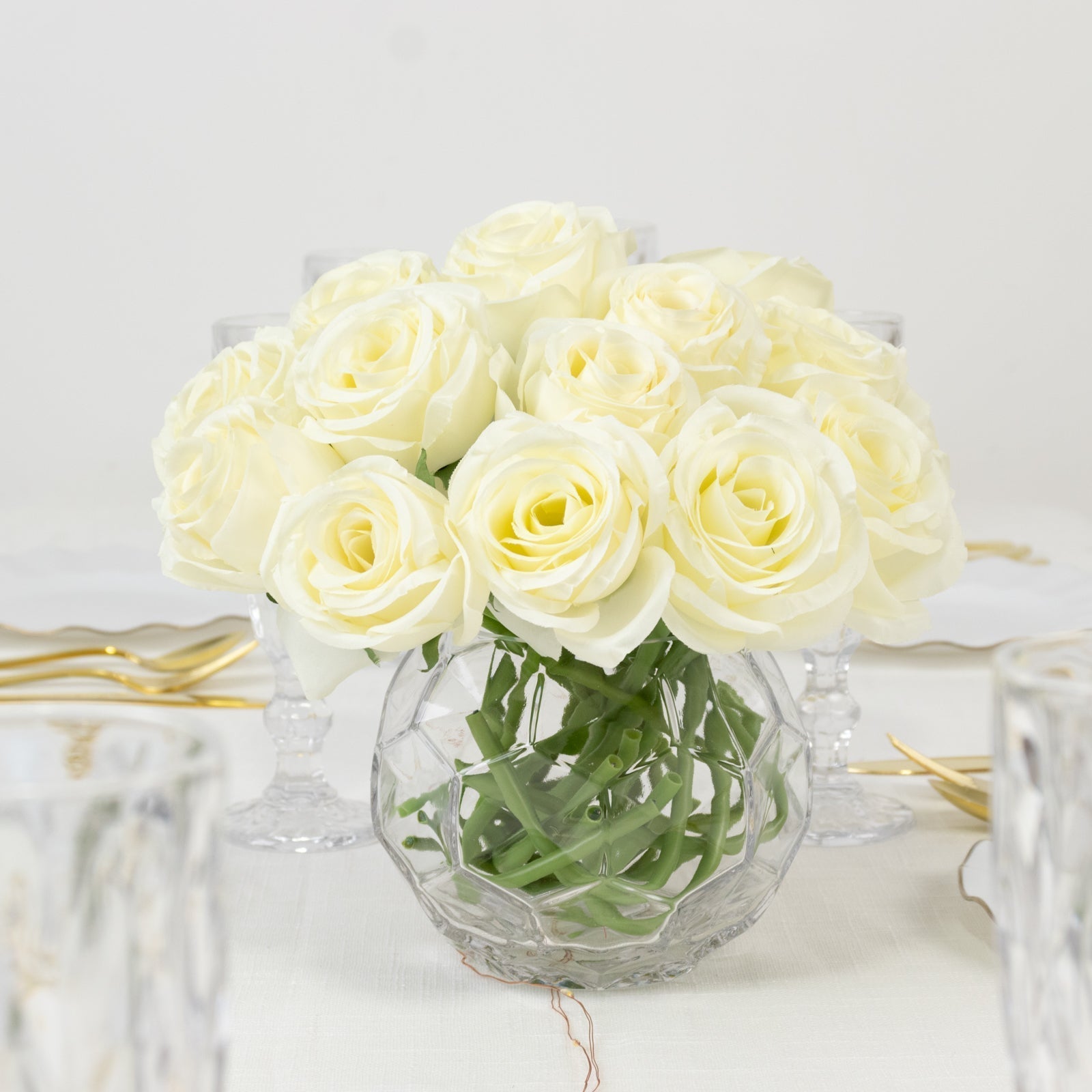 10 Pcs 12" Artificial Silk Roses - Ivory, Single Stem Rose for Flower Bouquet Arrangements