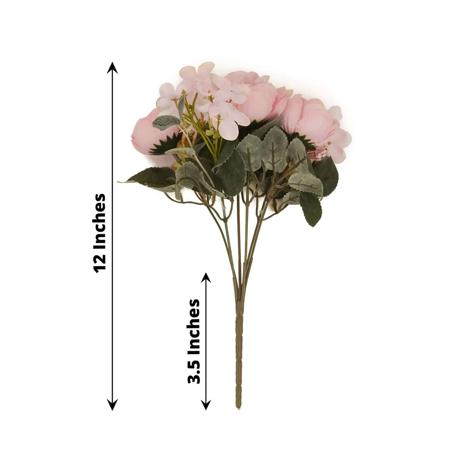 2 Pack Artificial Rose & Peony Floral Arrangements – 12" Blush Silk Bouquets for Weddings & Home Décor