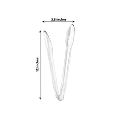 3-Pack Plastic Serving Tongs Clear - Durable Disposable Food Service Tongs for Salad Bars Dessert Tables Buffets 12"
