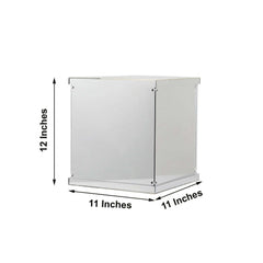 12" Silver Mirrored Acrylic Display Box, Pedestal Riser with Interchangeable Lid and Base