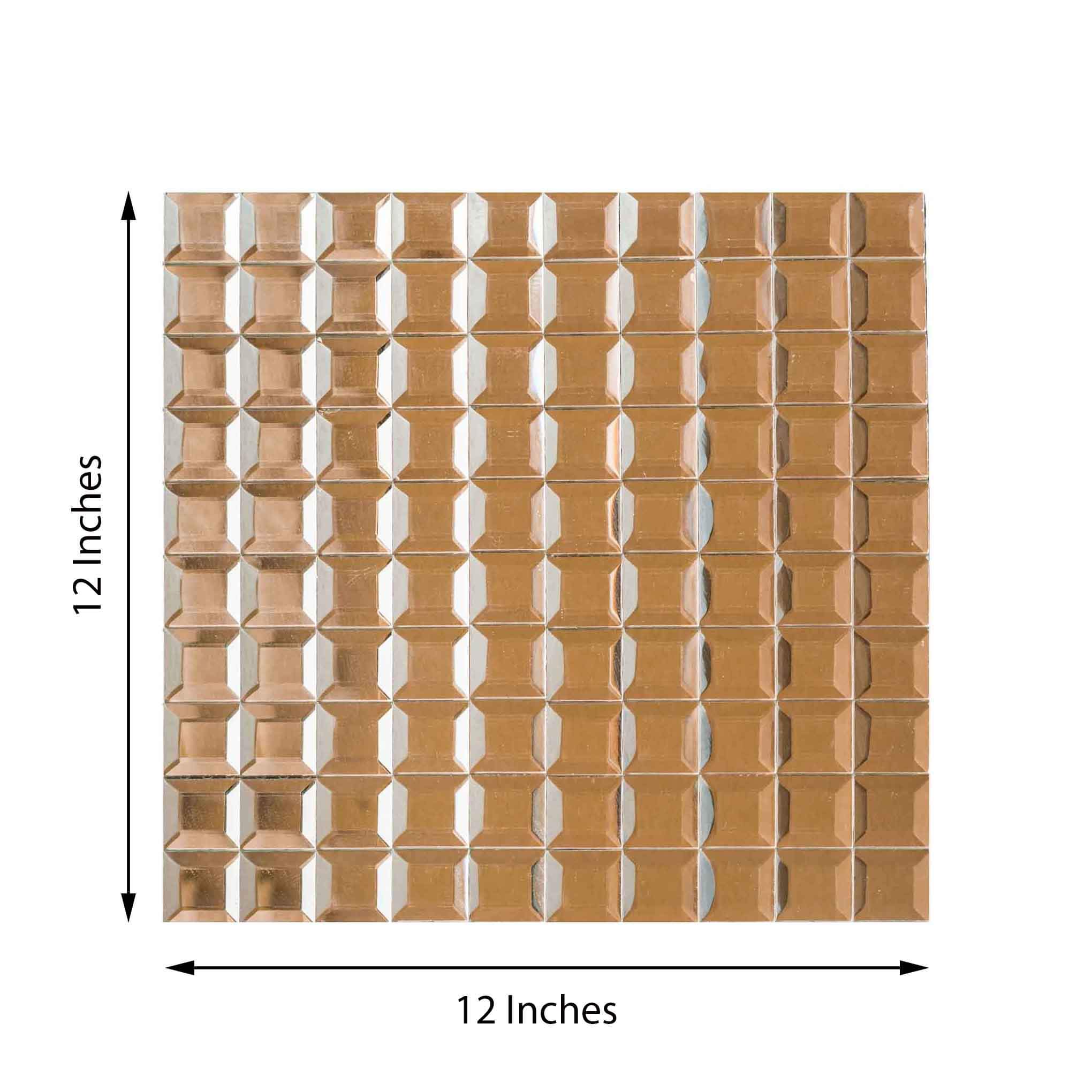 10 Pack 10 Sq ft Rose Gold Peel and Stick Backsplash Mirror Wall Tiles