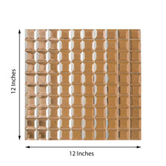 10 Pack 10 Sq ft Rose Gold Peel and Stick Backsplash Mirror Wall Tiles