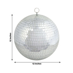 2 Pack 12" Large Silver Foam Disco Mirror Ball With Hanging Swivel Ring, Holiday Party Decor