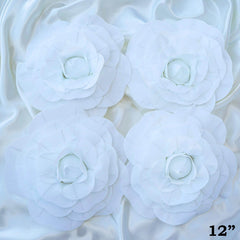 4 Pack 12" Large White Real Touch Artificial Foam DIY Craft Roses