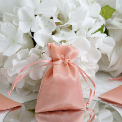12 Pack 3"x4" Dusty Rose Satin Drawstring Wedding Party Favor Gift Bags