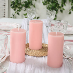 6-Pack 3"x6" Unscented Dripless Pillar Candles – Blush Long-Burning Wax Candles with Cotton Wicks for Home, Weddings & Event Decor