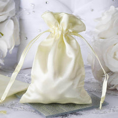 12 Pack 4"x6" Yellow Satin Drawstring Wedding Party Favor Gift Bags