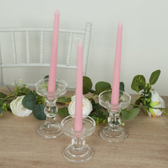 10-Pack Taper Candles Premium Wax Design Pink - Unscented Candles for Upscale Settings 10"