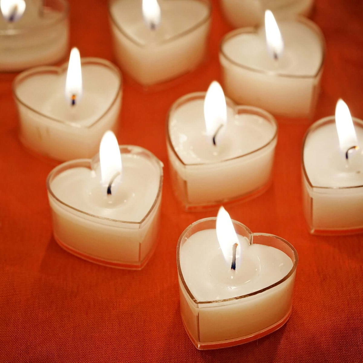 12-Pack Tealight Candles Heart Shaped Design White - Valentines Decor for Romantic Settings Mini