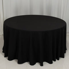 Cotton Blend 120" Round Tablecloth Black - Seamless Wrinkle-Resistant Table Cover