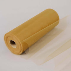 12"x100 Yards Gold Tulle Fabric Bolt, Sheer Fabric Spool Roll For Crafts