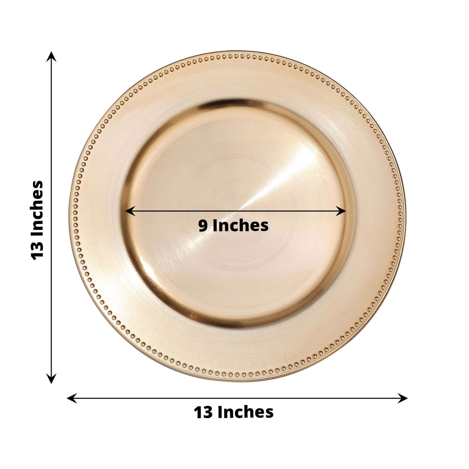 6-Pack Acrylic Round Charger Plates 13" in Gold with Beaded Rim, Dinner Charger Event Tabletop Decor