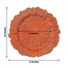 6-Pack Acrylic Plastic Round Charger Plates 13" in Orange with Reef Design, Dinner Charger Tableware