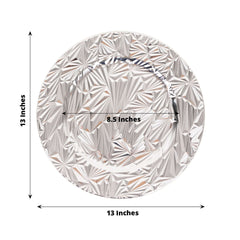6-Pack Acrylic Round Charger Plates 13" in Metallic Silver with Rock Cut Design, Durable Plastic Dinner Charger Tableware