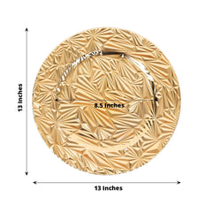 6-Pack Acrylic Round Charger Plates 13" in Metallic Gold with Rock Cut Design, Durable Plastic Dinner Charger Tableware