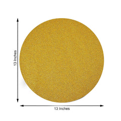6-Pack Placemats Glitter Design Gold Sparkle Round - Non-Slip Decorative Dining Table Mats 13"