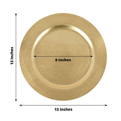 6-Pack Acrylic Round Charger Plates 13" in Metallic Gold, Dinner Party Decor Charger Tableware