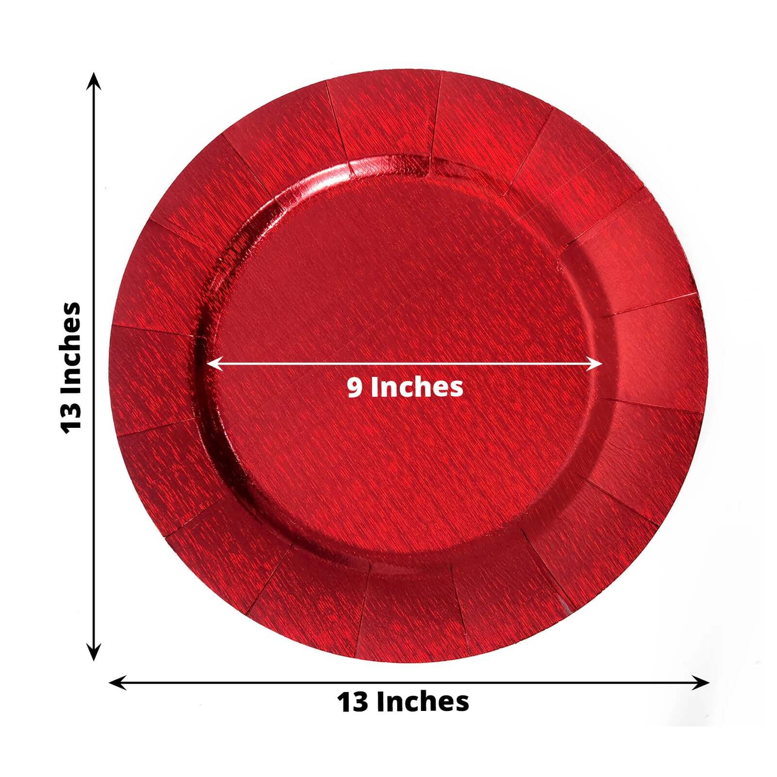 10-Pack Disposable Round Charger Plates in Red with Leathery Texture - Durable 1100GSM Cardboard Placemats 13"