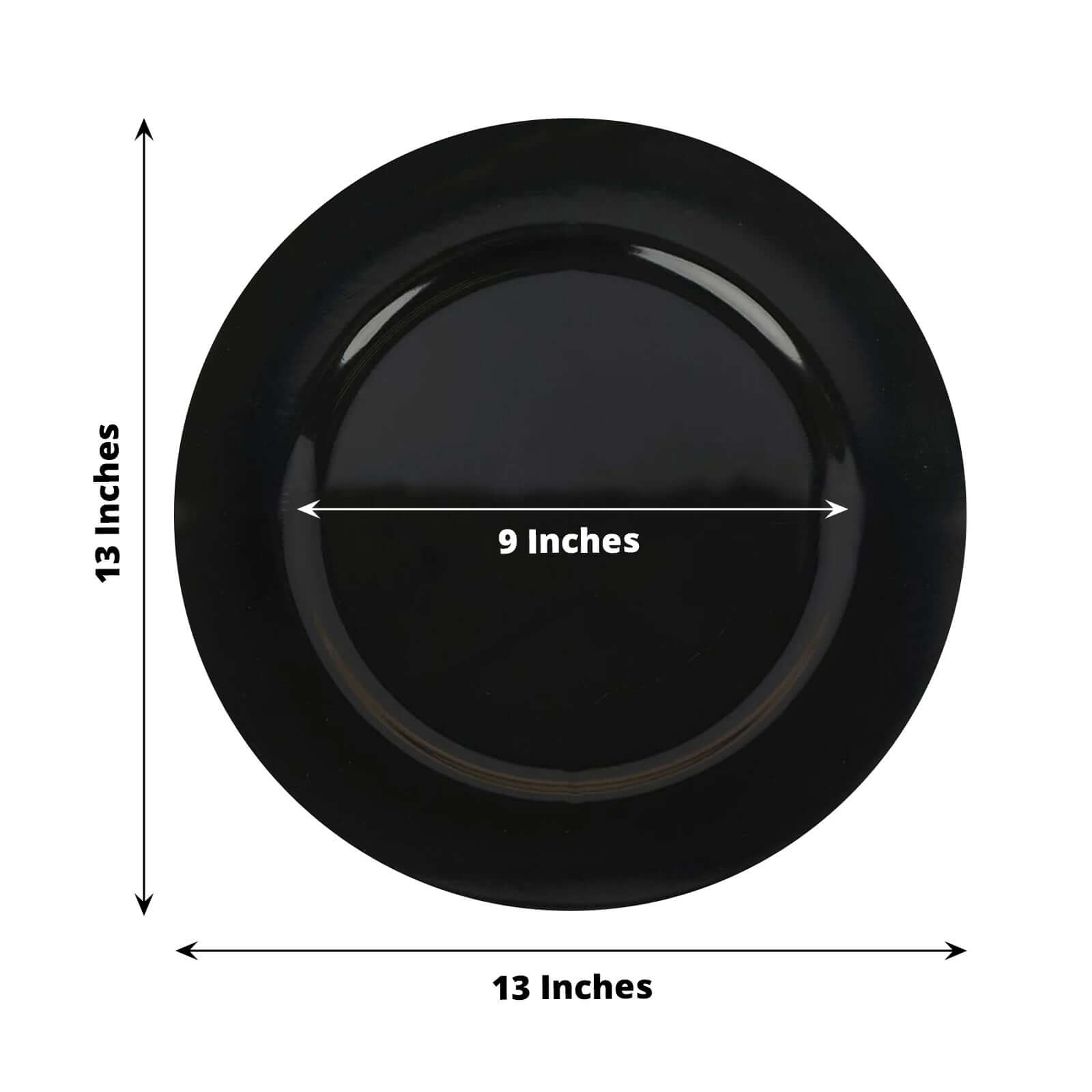 6-Pack Acrylic Round Charger Plates 13" in Black, Dinner Party Decor Charger Tableware