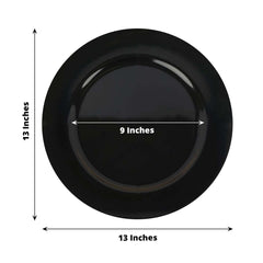 6-Pack Acrylic Round Charger Plates 13" in Black, Dinner Party Decor Charger Tableware