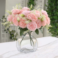 2-Pack Silk Peony Bouquet 14" Blush – Lifelike Artificial Flower Arrangement for Vase Display, Events & Everyday Decor