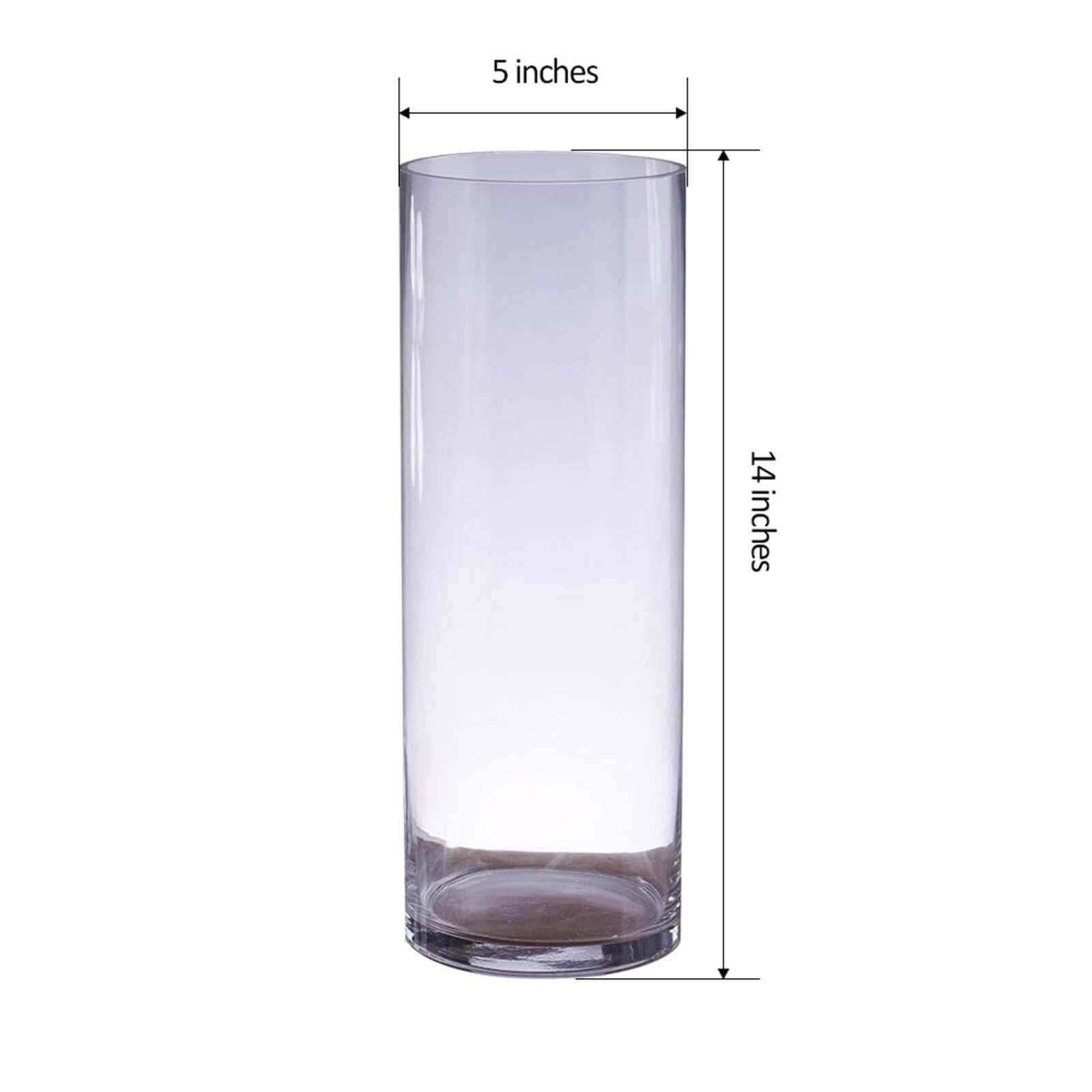 6-Pack Glass Flower Vases Cylinder Design Heavy Duty Clear - Stylish Centerpieces for Weddings 14"