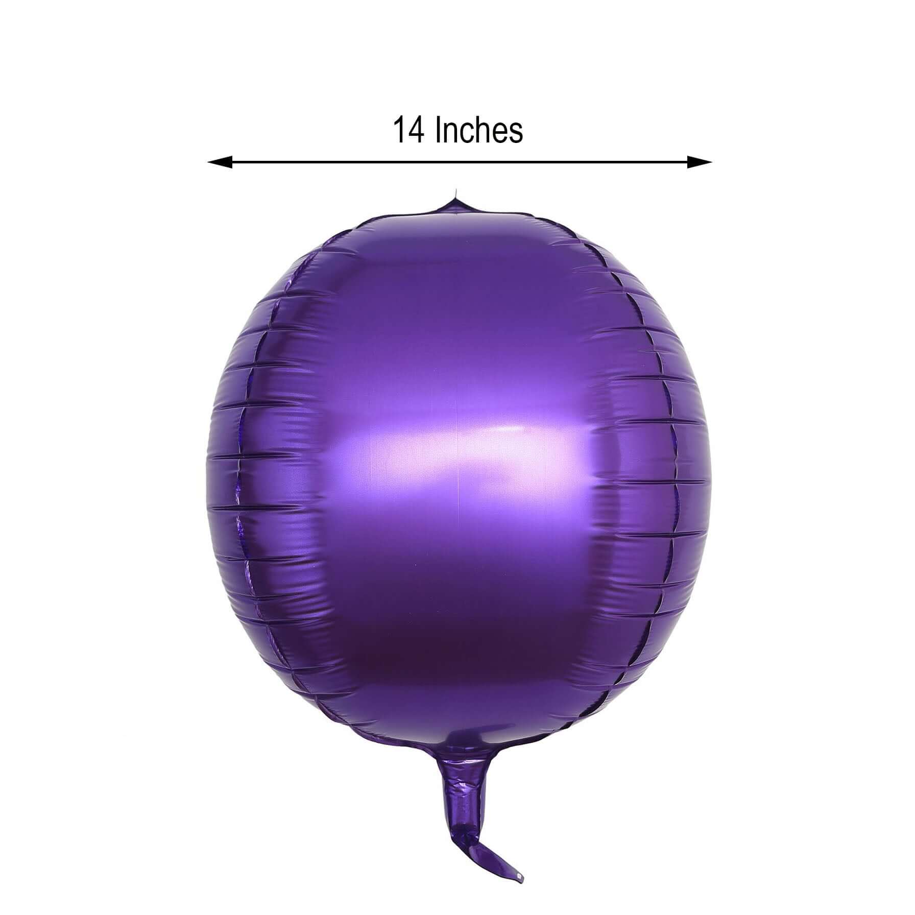 2 Pack 14" 4D Shiny Purple Sphere Mylar Foil Helium or Air Balloons