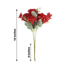 3 Pack 14" Red Artificial Silk Carnation Flower Arrangements, Faux Floral Bouquets Bushes