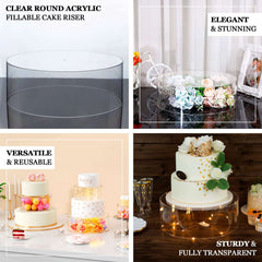 Acrylic Cake Stand Display Box Transparent Clear 14" Round - Versatile Pedestal Riser for Events