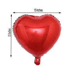 2 Pack 15" 4D Metallic Red Heart Mylar Foil Helium or Air Balloons