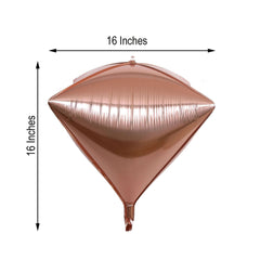 3 Pack 16" Rose Gold 4D Diamond Self-Sealing Reusable Foil Balloon