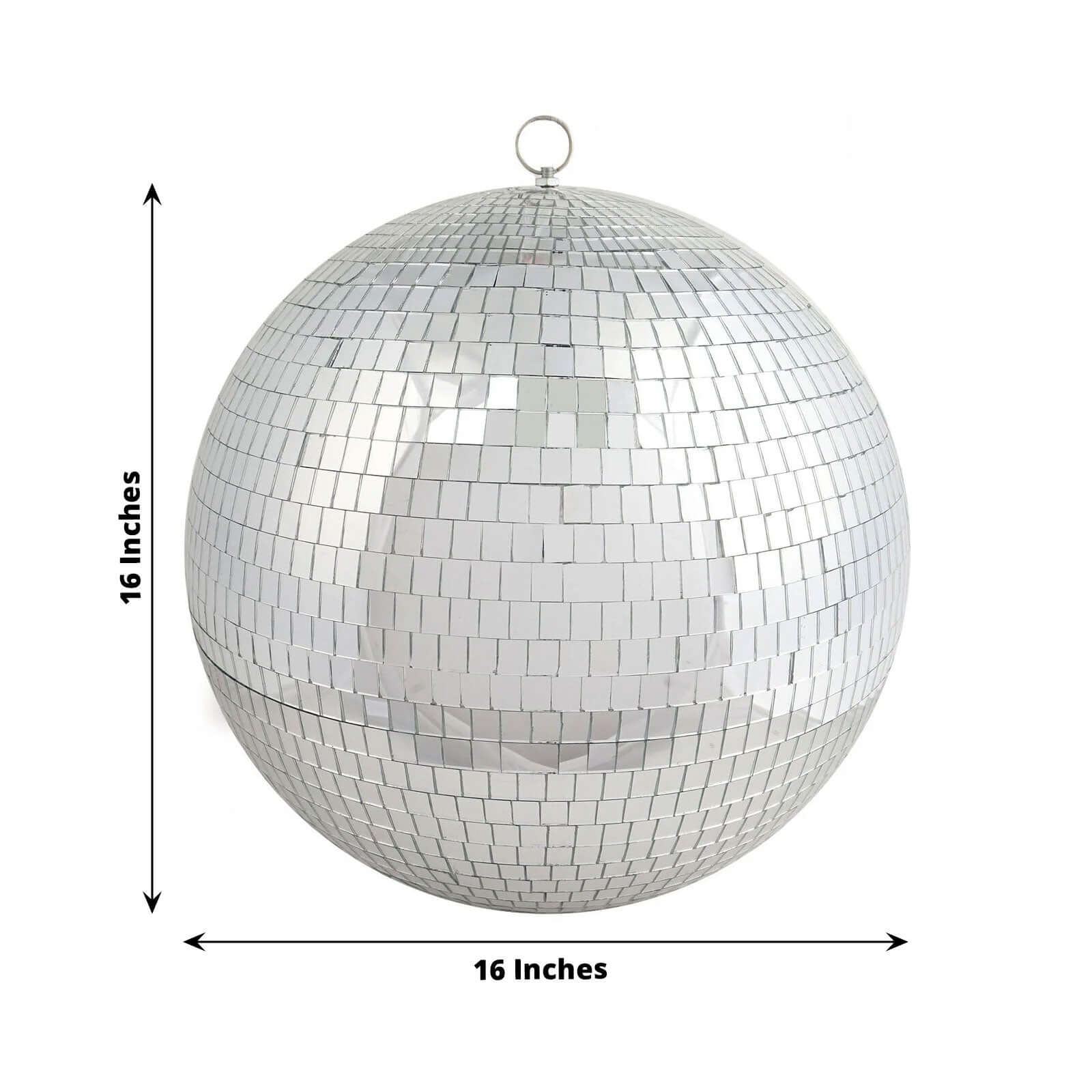 16" Large Silver Foam Disco Mirror Ball With Hanging Swivel Ring, Holiday Party Decor