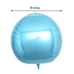 2 Pack 18" 4D Metallic Blue Sphere Mylar Foil Helium or Air Balloons