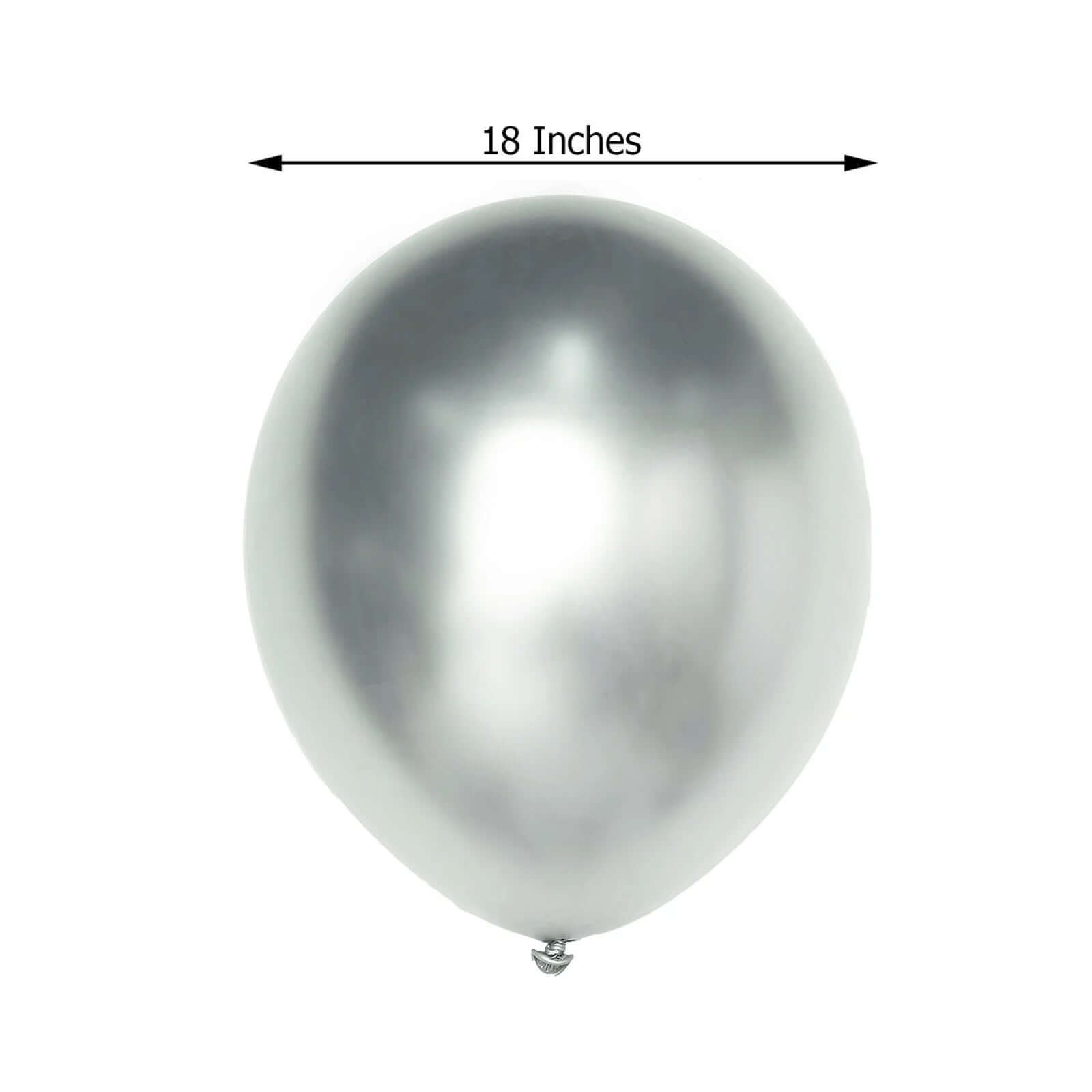 5 Pack 18" Metallic Chrome Silver Latex Helium Air Party Balloons
