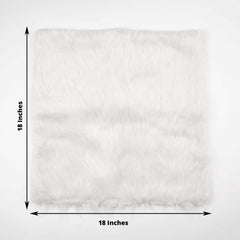 2 Pack 18" White Faux Fur Sheepskin Throw Pillow Cases, Square Pillow Covers