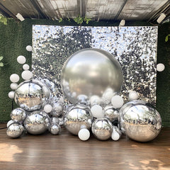 2-Pack Metallic Silver Sphere Balloons, 43" Orbz Mylar Balloons Helium or Air-Filled Party Supplies